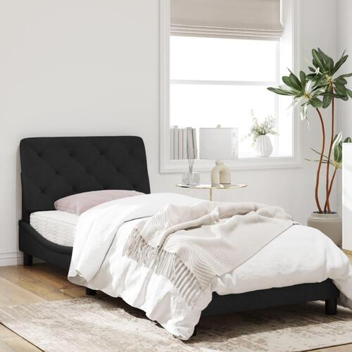 Sengeramme med sengegavl 80x200 cm fløjl sort