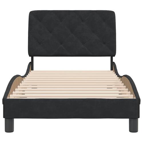Sengeramme med sengegavl 80x200 cm fløjl sort