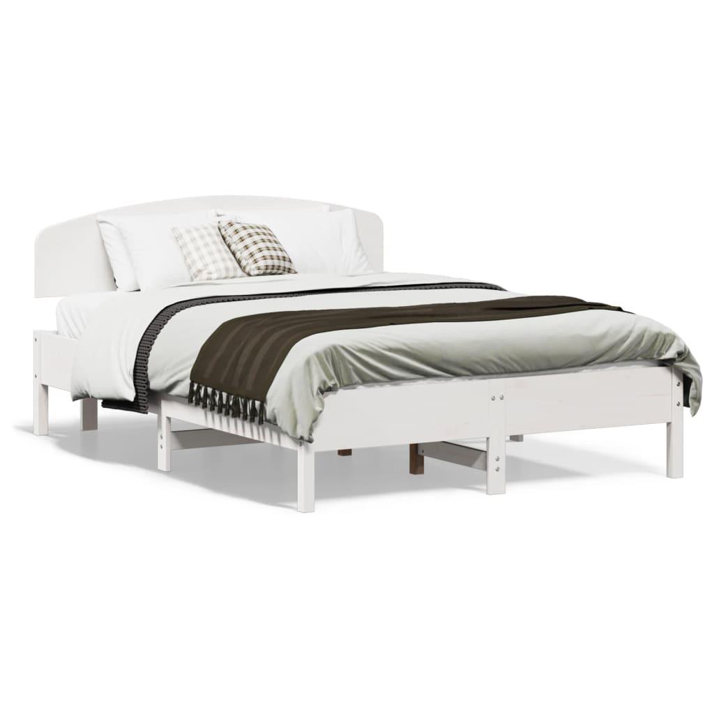 Sengeramme uden madras 120x190 cm massivt fyrretræ hvid