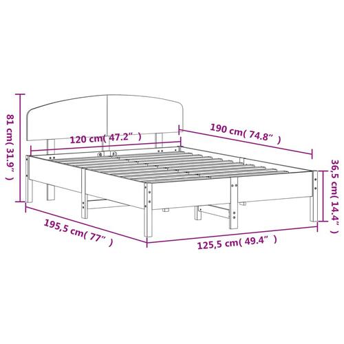 Sengeramme uden madras 120x190 cm massivt fyrretræ hvid