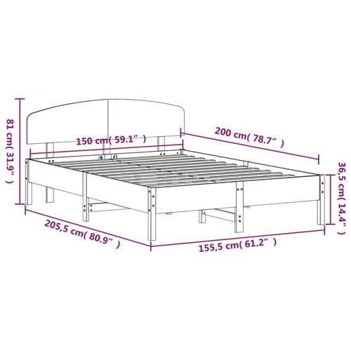Sengeramme uden madras 150x200 cm massivt fyrretræ gyldenbrun