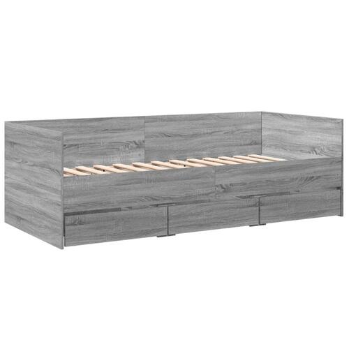 Daybed med skuffer uden madras 90x200 cm grå sonoma-eg