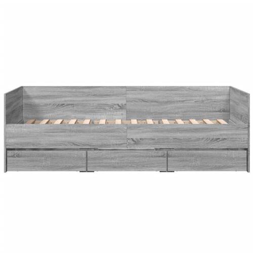 Daybed med skuffer uden madras 90x200 cm grå sonoma-eg