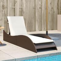Liggestol med hynde 60x205x73 cm polyrattan brun