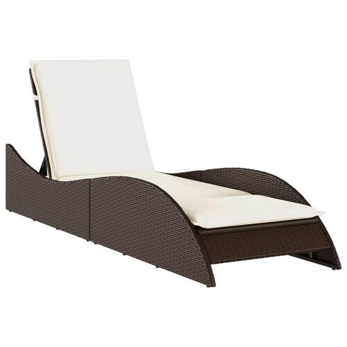 Liggestol med hynde 60x205x73 cm polyrattan brun