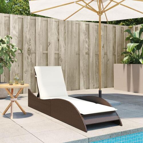 Liggestol med hynde 60x205x73 cm polyrattan brun