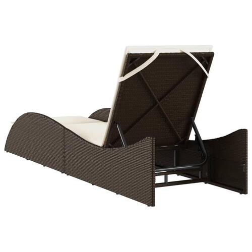 Liggestol med hynde 60x205x73 cm polyrattan brun