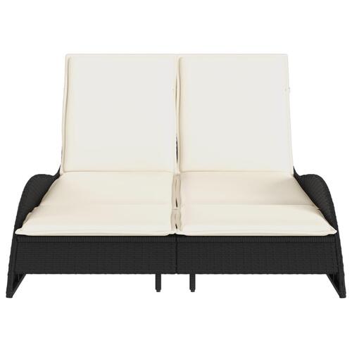 Liggestol med hynder 114x205x73 cm polyrattan sort
