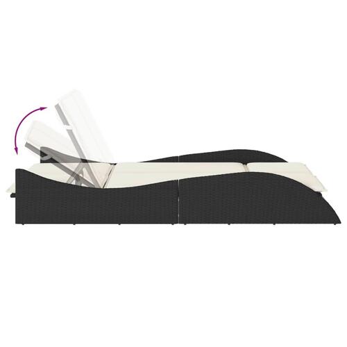 Liggestol med hynder 114x205x73 cm polyrattan sort