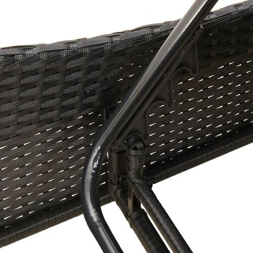 Liggestol med hynder 114x205x73 cm polyrattan sort