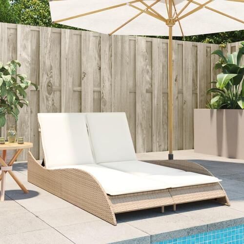 Liggestol med hynder 114x205x73 cm polyrattan beige