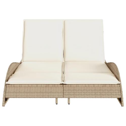 Liggestol med hynder 114x205x73 cm polyrattan beige
