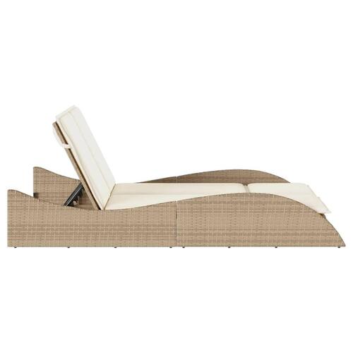 Liggestol med hynder 114x205x73 cm polyrattan beige