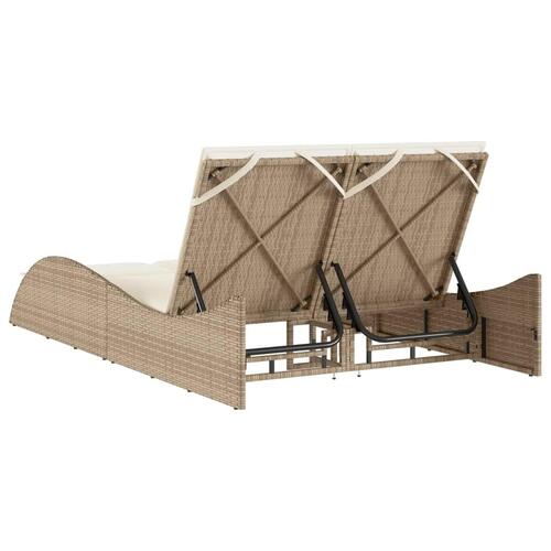 Liggestol med hynder 114x205x73 cm polyrattan beige