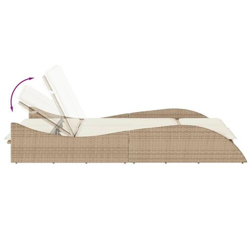 Liggestol med hynder 114x205x73 cm polyrattan beige