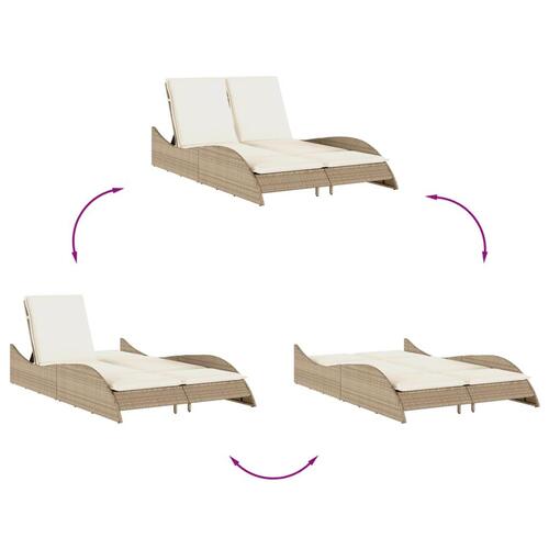 Liggestol med hynder 114x205x73 cm polyrattan beige