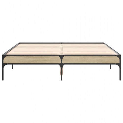 Sengestel 120x190 cm konstrueret træ og metal sonoma-eg