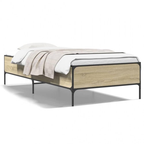 Sengeramme 75x190 cm konstrueret træ og metal sonoma-eg