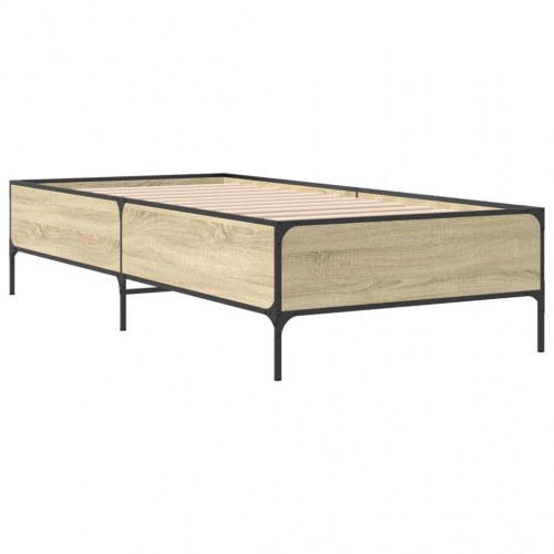 Sengeramme 75x190 cm konstrueret træ og metal sonoma-eg