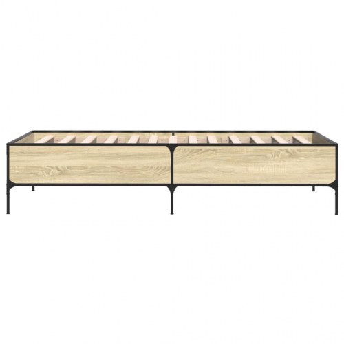 Sengeramme 75x190 cm konstrueret træ og metal sonoma-eg