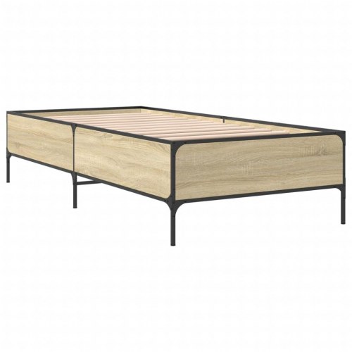 Sengeramme 75x190 cm konstrueret træ og metal sonoma-eg
