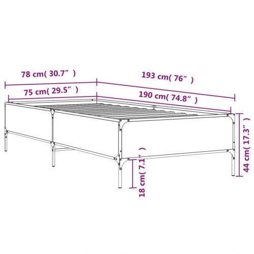 Sengeramme 75x190 cm konstrueret træ og metal sonoma-eg