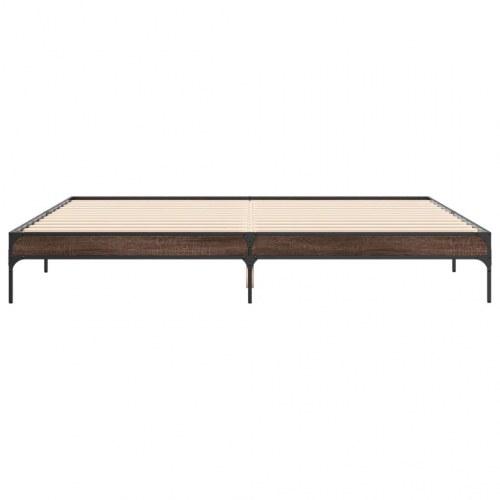 Sengestel 180x200 cm konstrueret træ og metal brun egetræ
