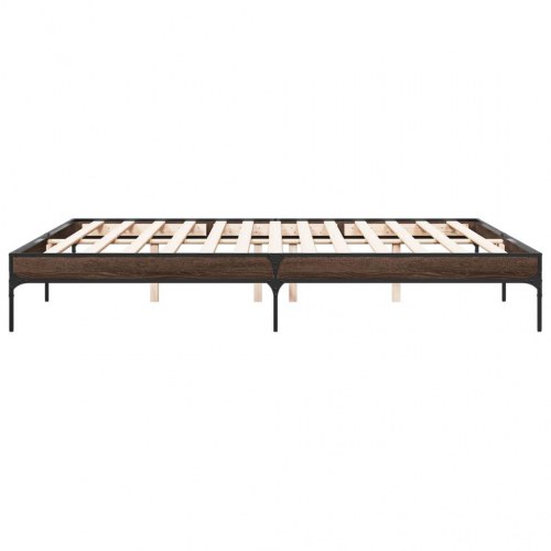 Sengestel 180x200 cm konstrueret træ og metal brun egetræ