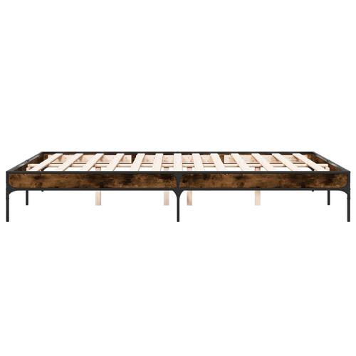 Sengestel 140x200cm konstrueret træ og metal røget egetræsfarve