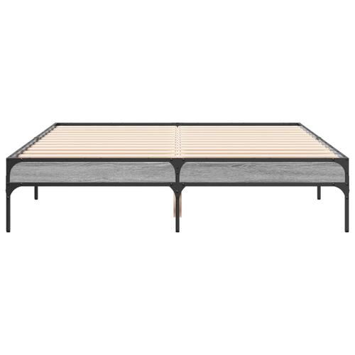 Sengestel 140x190 cm konstrueret træ og metal grå sonoma-eg