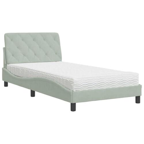 Seng med madras 100x200 cm velour lysegrå