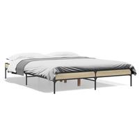 Sengestel 160x200 cm konstrueret træ og metal sonoma-eg
