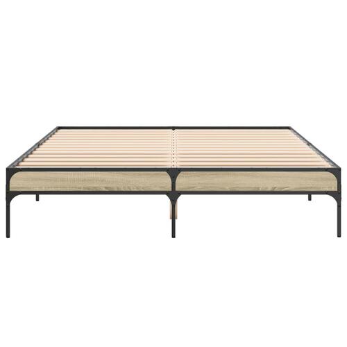 Sengestel 160x200 cm konstrueret træ og metal sonoma-eg