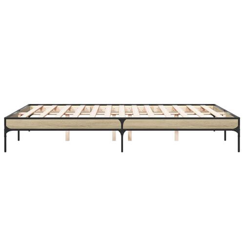 Sengestel 160x200 cm konstrueret træ og metal sonoma-eg