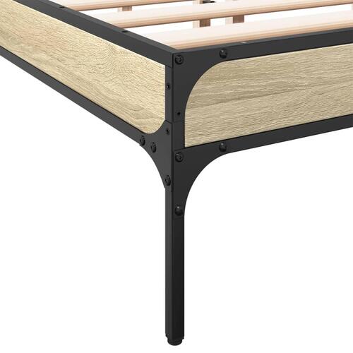 Sengestel 160x200 cm konstrueret træ og metal sonoma-eg