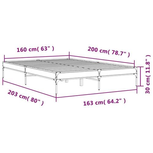 Sengestel 160x200 cm konstrueret træ og metal sonoma-eg