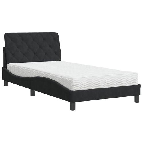 Seng med madras 100x200 cm velour sort