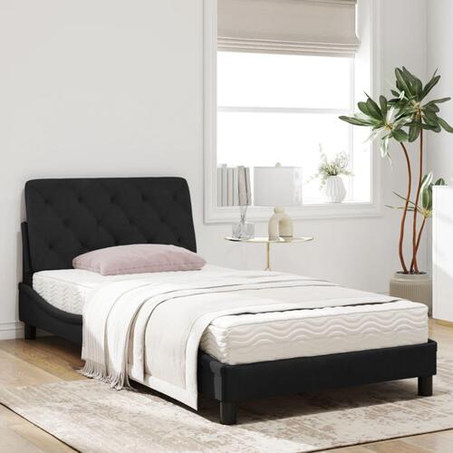 Seng med madras 100x200 cm velour sort