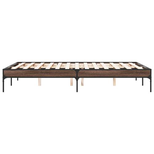 Sengestel 135x190 cm konstrueret træ og metal brun egetræsfarve