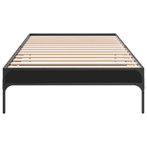 Sengeramme 100x200 cm konstrueret træ og metal sort