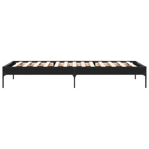 Sengeramme 100x200 cm konstrueret træ og metal sort