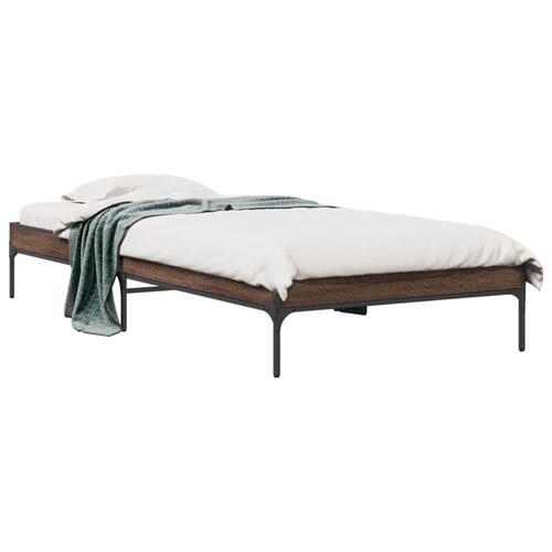Sengeramme 100x200 cm konstrueret træ og metal brunt egetræ