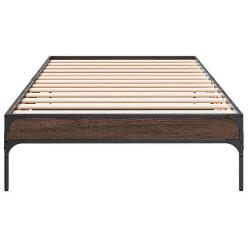 Sengeramme 100x200 cm konstrueret træ og metal brunt egetræ