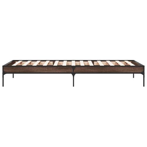 Sengeramme 100x200 cm konstrueret træ og metal brunt egetræ