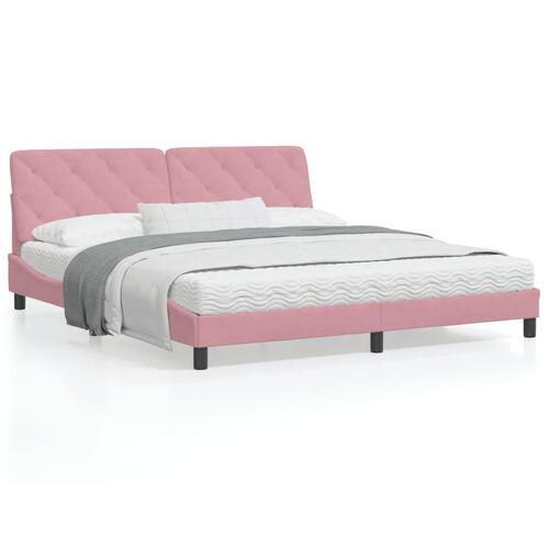 Seng med madras 180x200 cm velour lyserød