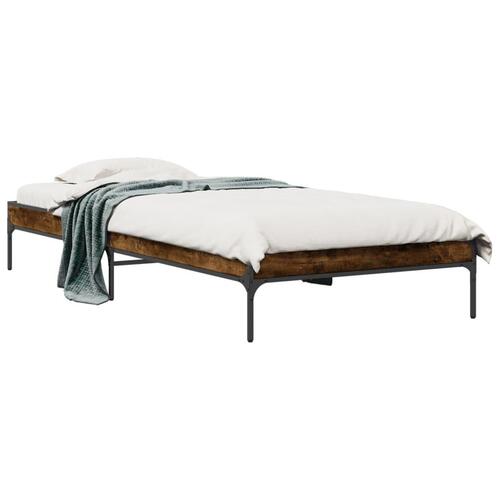 Sengeramme 90x190 cm konstrueret træ og metal røget eg