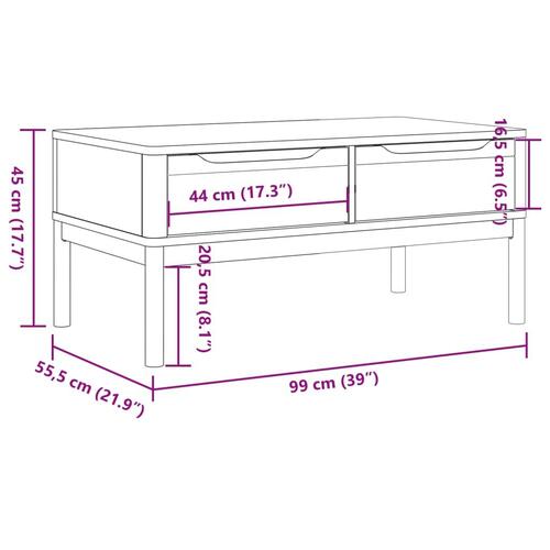 Sofabord FLORO 99x55,5x45 cm massivt fyrretræ grå