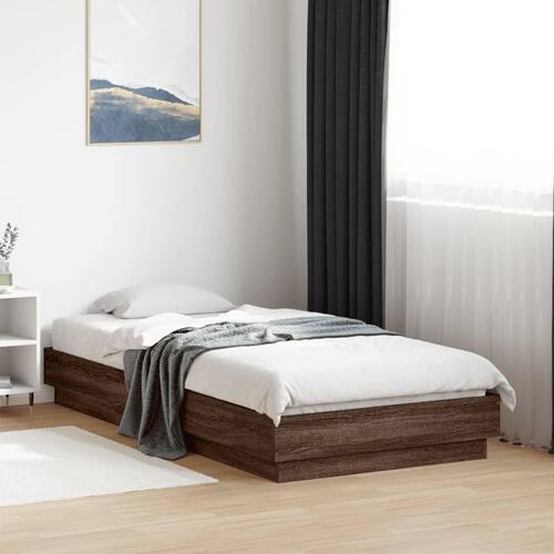Sengeramme 75x190 cm uden madras konstrueret træ brunt eg