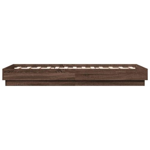 Sengeramme 75x190 cm uden madras konstrueret træ brunt eg