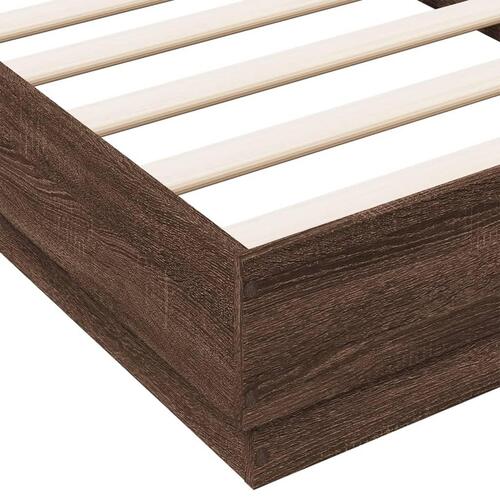 Sengeramme 75x190 cm uden madras konstrueret træ brunt eg